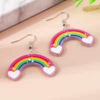 1 Pair Cute Rainbow Heart Shape Butterfly Plastic Zinc Alloy Drop Earrings sku image 13