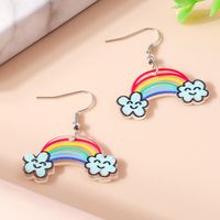 1 Pair Cute Rainbow Heart Shape Butterfly Plastic Zinc Alloy Drop Earrings sku image 14