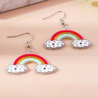 1 Pair Cute Rainbow Heart Shape Butterfly Plastic Zinc Alloy Drop Earrings sku image 15