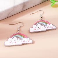 1 Pair Cute Rainbow Heart Shape Butterfly Plastic Zinc Alloy Drop Earrings sku image 16