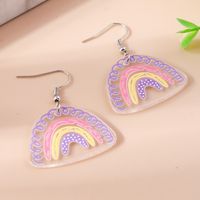 1 Pair Cute Rainbow Heart Shape Butterfly Plastic Zinc Alloy Drop Earrings sku image 17
