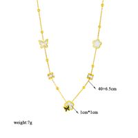 Stainless Steel 18K Gold Plated Vintage Style Plating Inlay Flower Butterfly Rhinestones Necklace main image 4