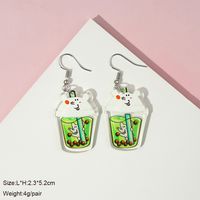 1 Pair Cute Milky Tea Bottle Letter Rainbow Arylic Drop Earrings main image 4