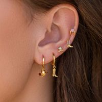 1 Pair Casual Simple Style Boots Plating Copper Rhinestones 18K Gold Plated Earrings main image 7