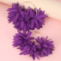 1 Paar Einfacher Stil Blume Handgemacht Legierung Chiffon Ohrringe sku image 9