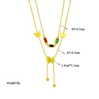 Vintage Style Tassel Butterfly Stainless Steel Plating Inlay Rhinestones 18k Gold Plated Layered Necklaces main image 4