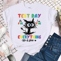 Women's T-shirt Short Sleeve T-shirts Printing Casual Letter Cat main image 6