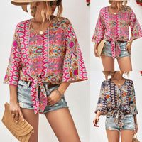 Women's Blouse 3/4 Length Sleeve Blouses Printing Casual Vacation Printing main image 1