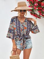 Women's Blouse 3/4 Length Sleeve Blouses Printing Casual Vacation Printing main image 5