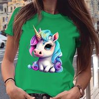 Women's T-shirt Short Sleeve T-shirts Printing Casual Unicorn main image 1