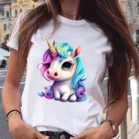 Women's T-shirt Short Sleeve T-shirts Printing Casual Unicorn main image 3