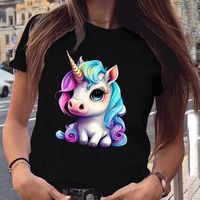 Women's T-shirt Short Sleeve T-shirts Printing Casual Unicorn main image 2