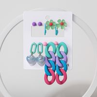 Ig Style Casual Heart Shape Flower Chain Spray Paint Arylic Drop Earrings Ear Studs main image 6