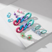 Ig Style Casual Heart Shape Flower Chain Spray Paint Arylic Drop Earrings Ear Studs main image 3