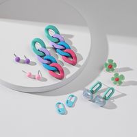 Ig Style Casual Heart Shape Flower Chain Spray Paint Arylic Drop Earrings Ear Studs main image 4