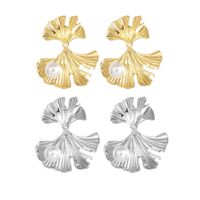 1 Pair Elegant Modern Style Ginkgo Leaf Plating Inlay 304 Stainless Steel Acrylic Imitation Pearl 18K Gold Plated Drop Earrings main image 3