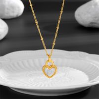 Titanium Steel Sweet Simple Style Plating Inlay Heart Shape Acrylic Pendant Necklace sku image 1