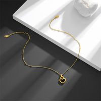 Titanium Steel Sweet Simple Style Plating Inlay Heart Shape Acrylic Pendant Necklace main image 6