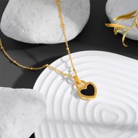 Titanium Steel Sweet Simple Style Plating Inlay Heart Shape Acrylic Pendant Necklace main image 7