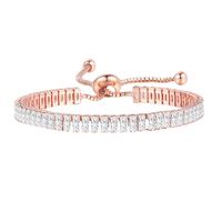 Elegant Rectangle Copper Plating Inlay Artificial Crystal Artificial Diamond Glass Rose Gold Plated Silver Plated Bracelets main image 4