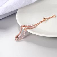 Elegant Rectangle Copper Plating Inlay Artificial Crystal Artificial Diamond Glass Rose Gold Plated Silver Plated Bracelets main image 5