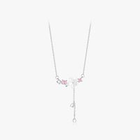 Elegant Simple Style Flower Sterling Silver Plating Three-dimensional Inlay Shell Zircon Rhodium Plated Pendant Necklace main image 6