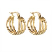 1 Pair Simple Style Streetwear Solid Color Plating Stainless Steel 18K Gold Plated Hoop Earrings main image 2