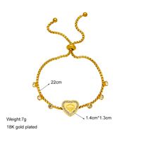Casual Vintage Style Letter Heart Shape Stainless Steel 18K Gold Plated Rhinestones Bracelets In Bulk main image 3