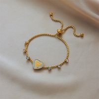 Casual Vintage Style Letter Heart Shape Stainless Steel 18K Gold Plated Rhinestones Bracelets In Bulk main image 2