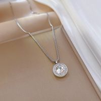 Wholesale Casual Simple Style Round Titanium Steel Plating Inlay Zircon Pendant Necklace sku image 2