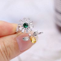 Elegant Dame Einfacher Stil Blume Kupfer Zirkon Offener Ring In Masse main image 1