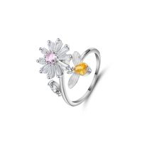Elegant Dame Einfacher Stil Blume Kupfer Zirkon Offener Ring In Masse main image 5