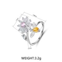 Elegant Dame Einfacher Stil Blume Kupfer Zirkon Offener Ring In Masse sku image 2
