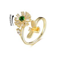 Elegant Dame Einfacher Stil Blume Kupfer Zirkon Offener Ring In Masse sku image 3