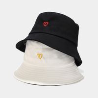 Women's Casual Heart Shape Embroidery Wide Eaves Bucket Hat main image 4