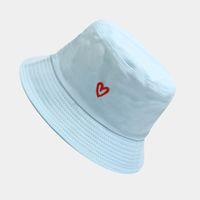Women's Casual Heart Shape Embroidery Wide Eaves Bucket Hat main image 2