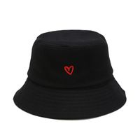 Women's Casual Heart Shape Embroidery Wide Eaves Bucket Hat main image 3