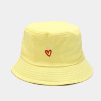 Women's Casual Heart Shape Embroidery Wide Eaves Bucket Hat sku image 1