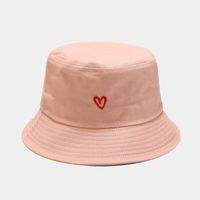 Women's Casual Heart Shape Embroidery Wide Eaves Bucket Hat sku image 6