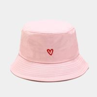 Women's Casual Heart Shape Embroidery Wide Eaves Bucket Hat sku image 5