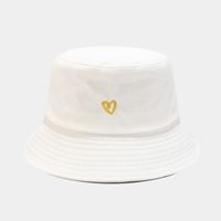 Women's Casual Heart Shape Embroidery Wide Eaves Bucket Hat sku image 3