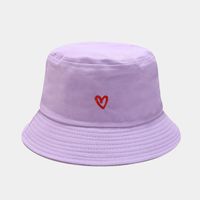 Women's Casual Heart Shape Embroidery Wide Eaves Bucket Hat sku image 7