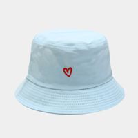 Women's Casual Heart Shape Embroidery Wide Eaves Bucket Hat sku image 8