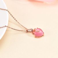 Titanium Steel 18K Gold Plated Casual Simple Style Plating Inlay Round Water Droplets Fox Zircon Pendant Necklace sku image 8
