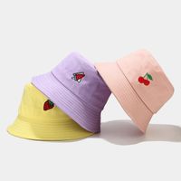 Women's Classic Style Fruit Embroidery Wide Eaves Bucket Hat main image 5