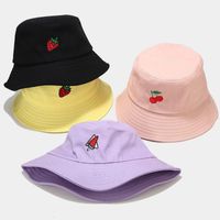 Women's Classic Style Fruit Embroidery Wide Eaves Bucket Hat main image 4