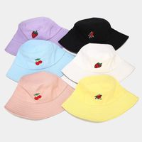 Women's Classic Style Fruit Embroidery Wide Eaves Bucket Hat main image 1