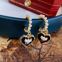 1 Pair Sweet Heart Shape Enamel Copper Drop Earrings main image 3