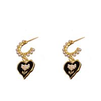 1 Pair Sweet Heart Shape Enamel Copper Drop Earrings main image 2