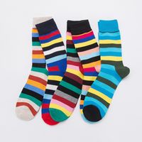 Unisex Casual Color Block Cotton Printing Crew Socks A Pair main image 4